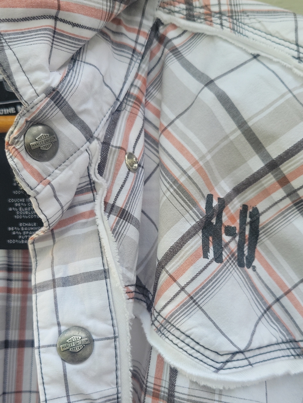 Mens Harley Davidson Genuine Motor Clothes Snap Front And Collar Sz XL Shirt - Picture 5 of 16